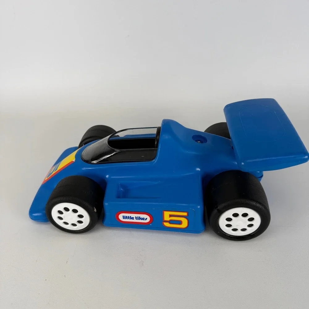Vintage Little Tikes Blue Race Car Formula 1 Indy Style Number 5 Made in USA